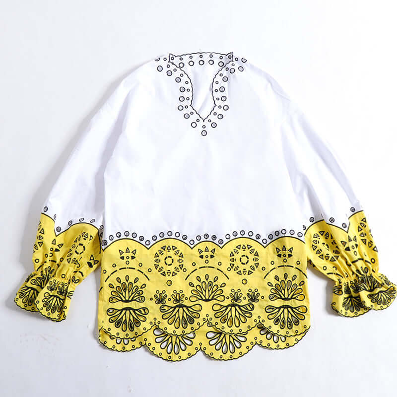 Spot Huo Si Yan with the BF loose long paragraph shirt hollow embroidery straight shorts fashion suite female