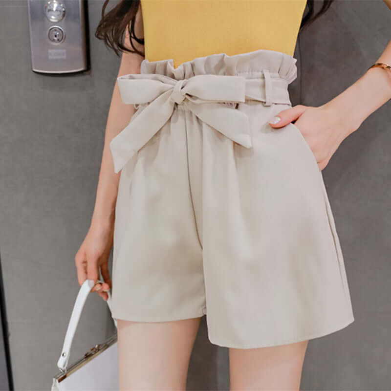 Spot shorts female summer Korean version loose student wild 2022 new casual spring and summer high waist wide leg pants