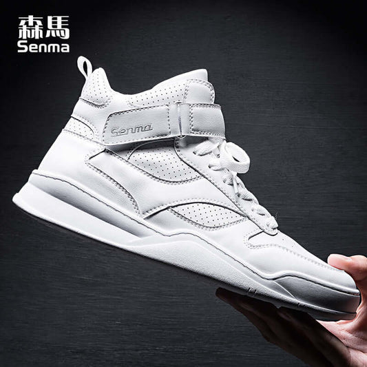 Senma 2020 new winter white high shoes Martin boots men's Korean shoes men's high-top white shoes men's trend