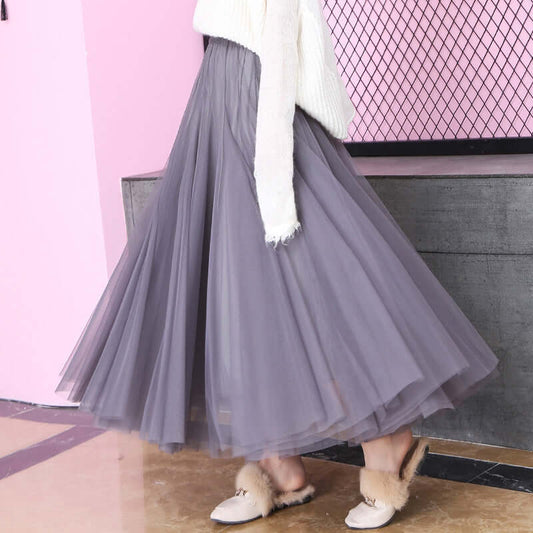 Women's 2021 summer new mesh skirt Korean version of high waist slim skirt pleated skirt one generation