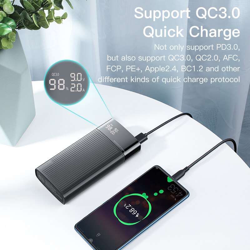 KUULAA Power bank 20000mah Quick Charge 3.0 portable charger PD fast charging power bank for redmi note 10 9 pro 9s iphone 12 11