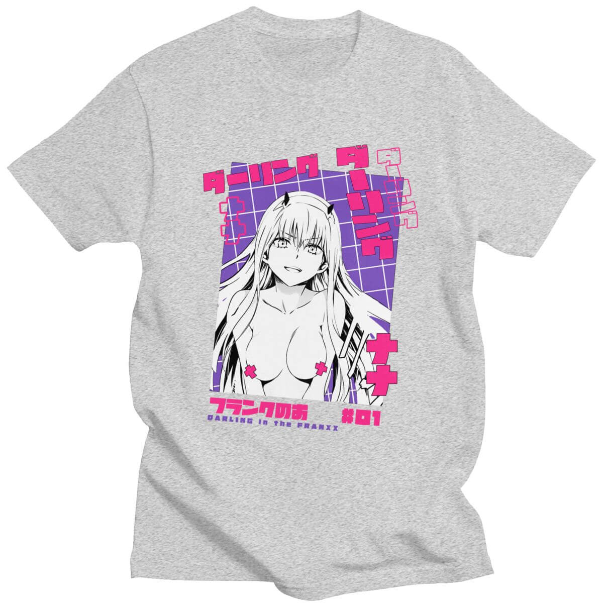 クール Tシャツ男性ダーリン・イン・ザ・フランキス Tシャツ半袖綿 100% Tシャツトップス O ネックカジュアルアニメ Tシャツマンガゼロツーシャツ