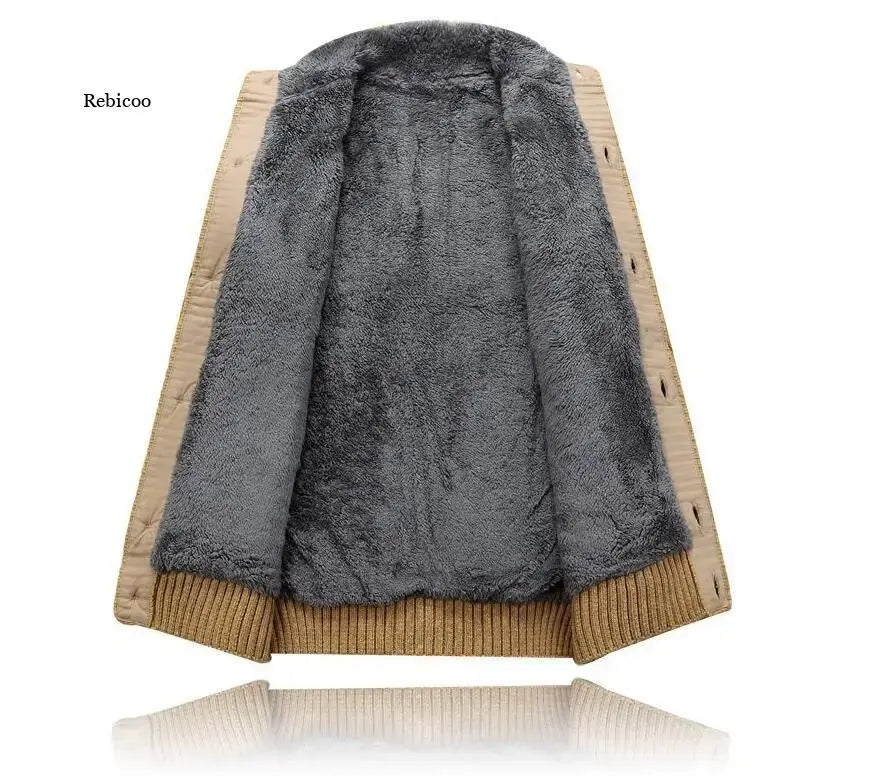 Velvet Fleece Cardigan Sweater Men Winter Thick Fur Lining Sweaters Autumn Men Sweater Coats Warm Cardigan Jacket Male Clothing