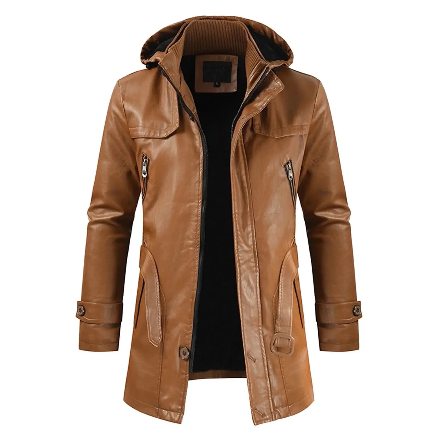 Men Faux Leather Jacket Hoodie Motorcycle Coat M-4XL Men's Jackets Casual Autumn Winter Warm Luxury