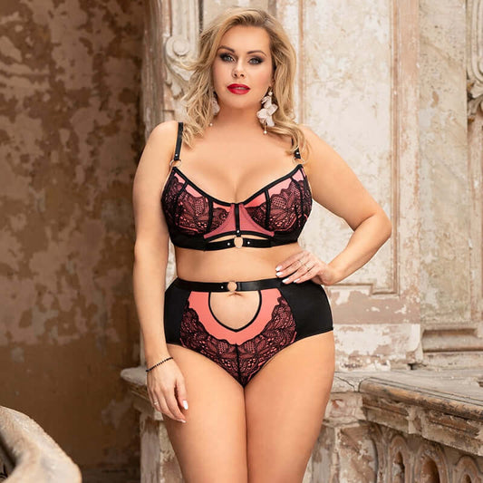 Comeondear Lace Bra Set Plus Size XL 3XL 5XL Ensemble Lingerie Femme Sexy Lingerie Set Female Nightwear Brief Sets Panties