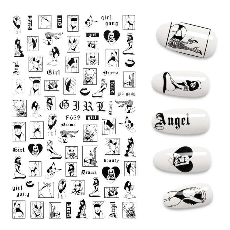 The New 3D Nail Sticker Cool English Letter stickers for nail  Foil Love Heart Design Nails Accessories Fashion Manicure Sticker