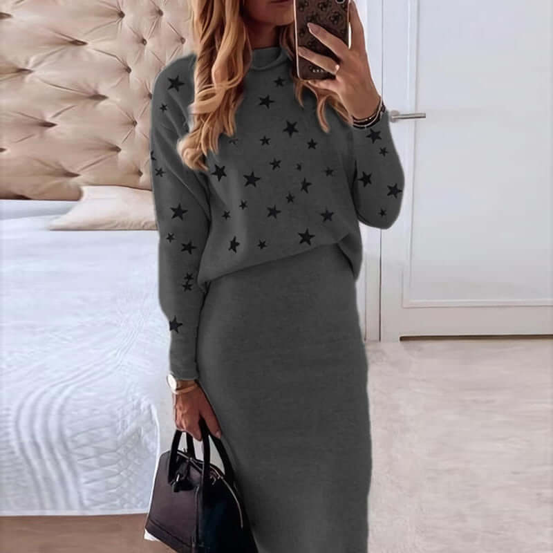 Women's Knitted Sweater Skirt Two Piece Set Women Slim Fit Elegant Tops Female Sweater Skirts Suits Office Lady Knitting Outfit