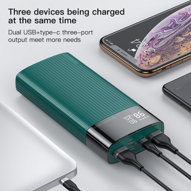 KUULAA Power bank 20000mah Quick Charge 3.0 portable charger PD fast charging power bank for redmi note 10 9 pro 9s iphone 12 11