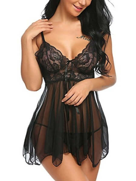 Pikeenala Plus Size Woman Lingerie Hot Sexy Lace Transparent Dress Underwear Sleepwear Chemises Porno Lenceria Exotic Apparel