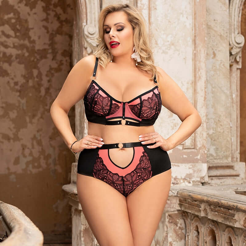 Comeondear Lace Bra Set Plus Size XL 3XL 5XL Ensemble Lingerie Femme Sexy Lingerie Set Female Nightwear Brief Sets Panties