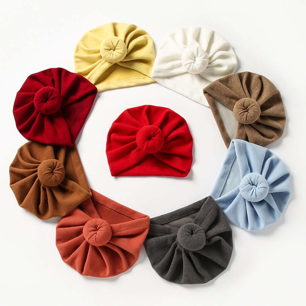 Solid Faux Cashmere Baby Turban Hat Warm Autumn Winter Beanies Topknot Bonnet Infant Boys Girls Caps New Turban Headwraps