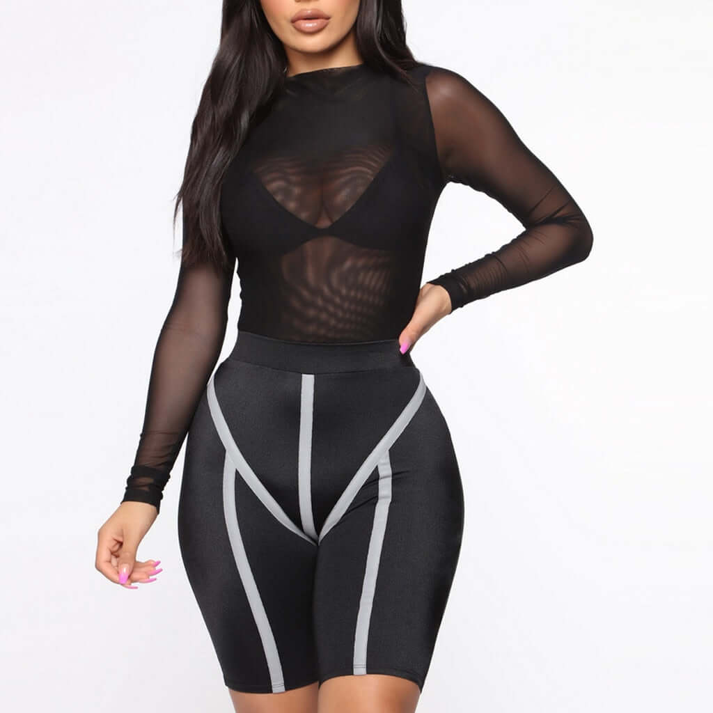 Giftable Sexy Lace Mesh Long Sleeve Bodysuit