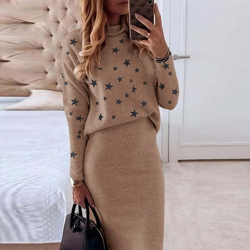 Women's Knitted Sweater Skirt Two Piece Set Women Slim Fit Elegant Tops Female Sweater Skirts Suits Office Lady Knitting Outfit