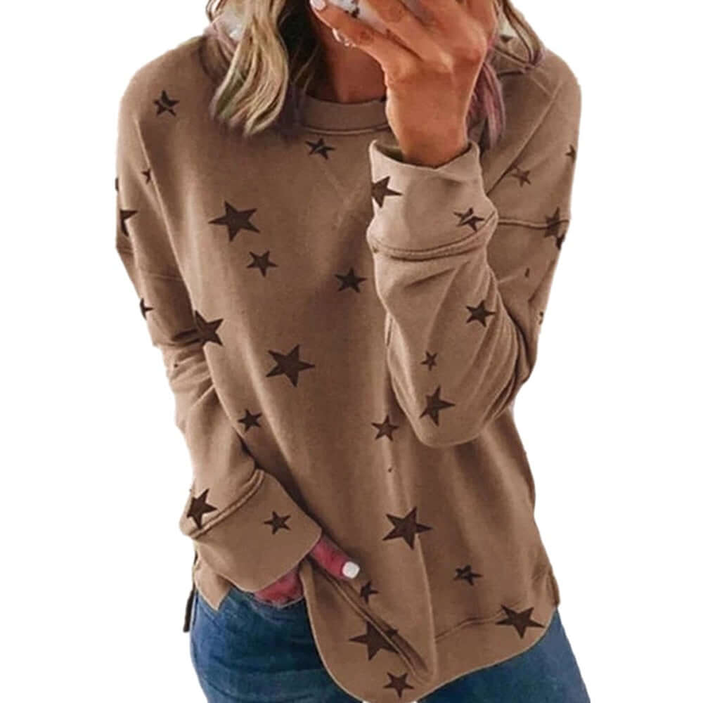 New Autumn Winter Warm Stars Women Hoody Sweatshirt Solid Pullover Tops Lady Clothes Loose Long Sleeve Casual Sweatshirts