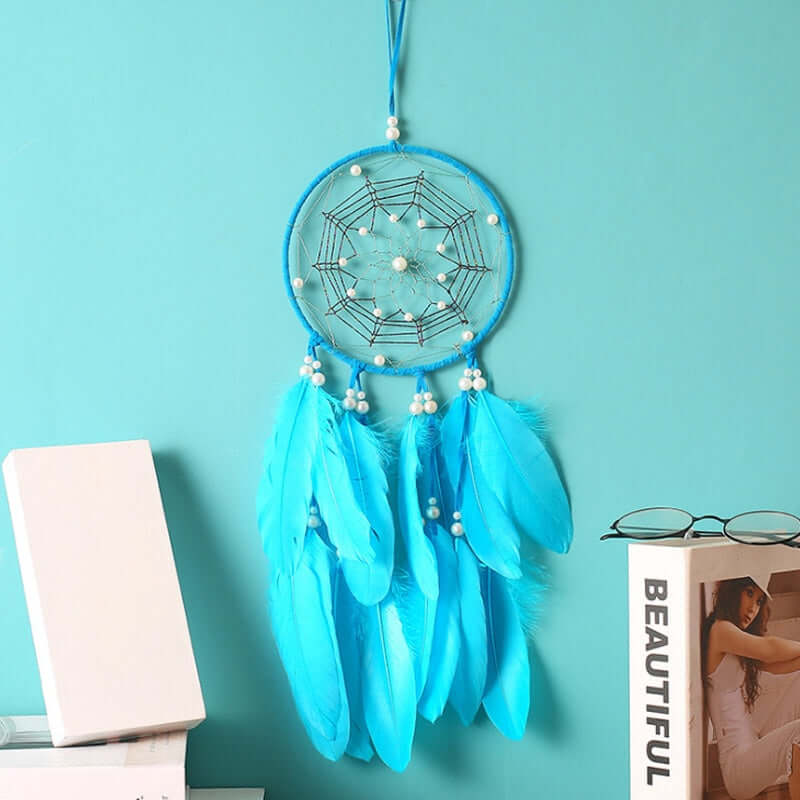 Original silver gray dream catcher 2 ring Indian feather hanging art gifts to bestie friends creative valentine's day gifts