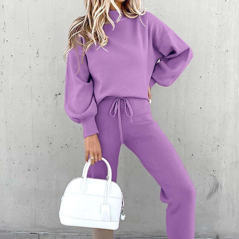 Two Piece Set Solid Casual Tracksuit Women Autumn Winter Pullovers Sweatshirts Pants Suit Female Long Sleeve Tops Couple Clothes