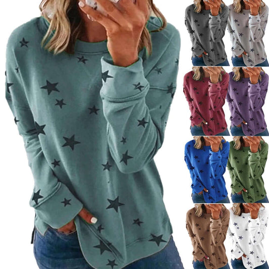 New Autumn Winter Warm Stars Women Hoody Sweatshirt Solid Pullover Tops Lady Clothes Loose Long Sleeve Casual Sweatshirts