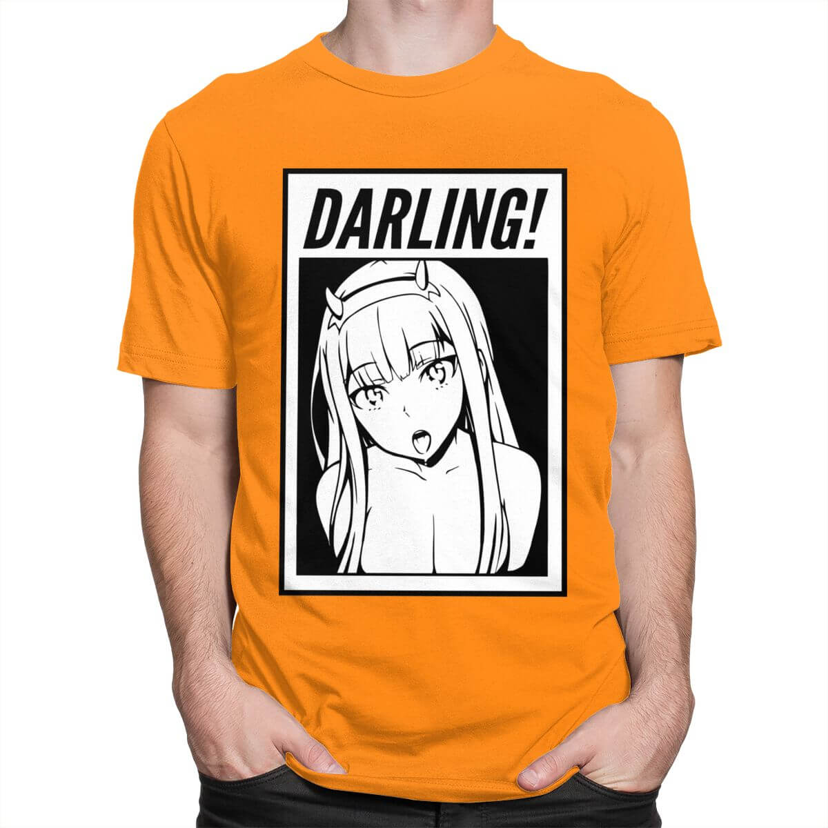 Darling In The Franxx T 恤男式 100% 棉超棒 T 恤 O 领短袖零二 T 恤合身动漫服装礼物