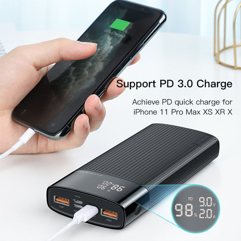 KUULAA Power bank 20000mah Quick Charge 3.0 portable charger PD fast charging power bank for redmi note 10 9 pro 9s iphone 12 11