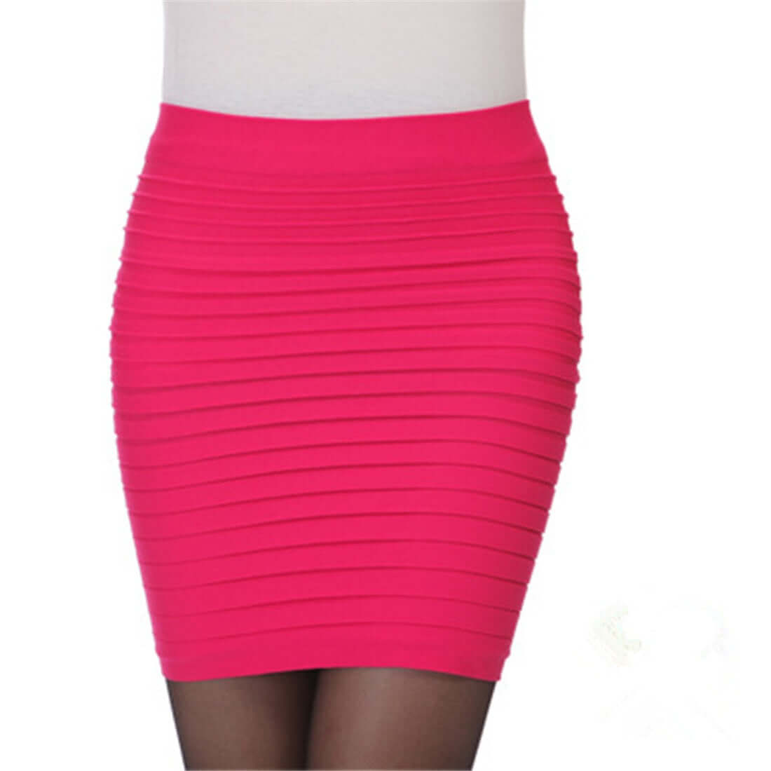 Summer Women Skirt High Waist Pleated Skirt Candy Color Knitted Elastic Mini Skirt Sexy Office Lady Short Skirts Black red