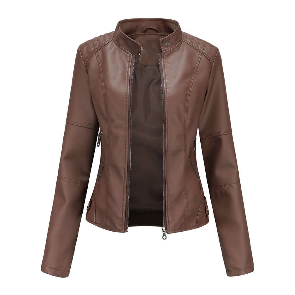 Women Spring Autumn Faux Leather Jackets Zipper Basic Coat Moto Biker Casual Pu Outwear Fashion Female Jacket