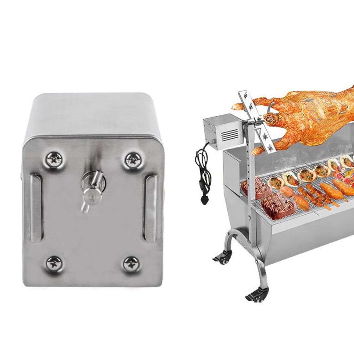 70KG Electric BBQ Grill Rotating Motor Pig Lamb Goat Chicken Charcoal BBQ Grill Outdoors Roaster Barbecue Motor 110V 15W