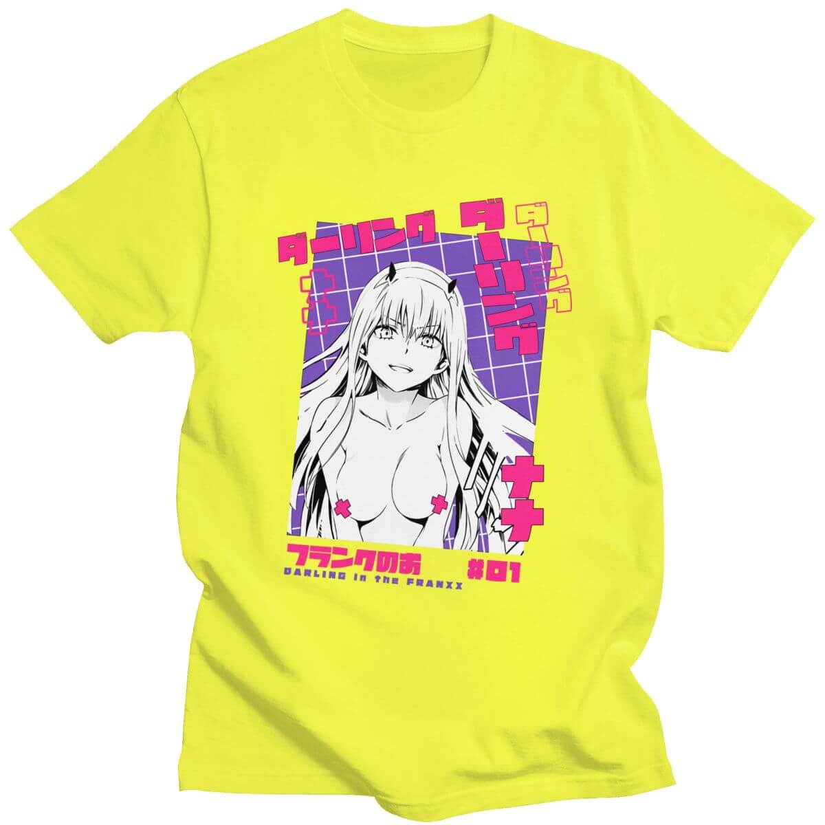 クール Tシャツ男性ダーリン・イン・ザ・フランキス Tシャツ半袖綿 100% Tシャツトップス O ネックカジュアルアニメ Tシャツマンガゼロツーシャツ