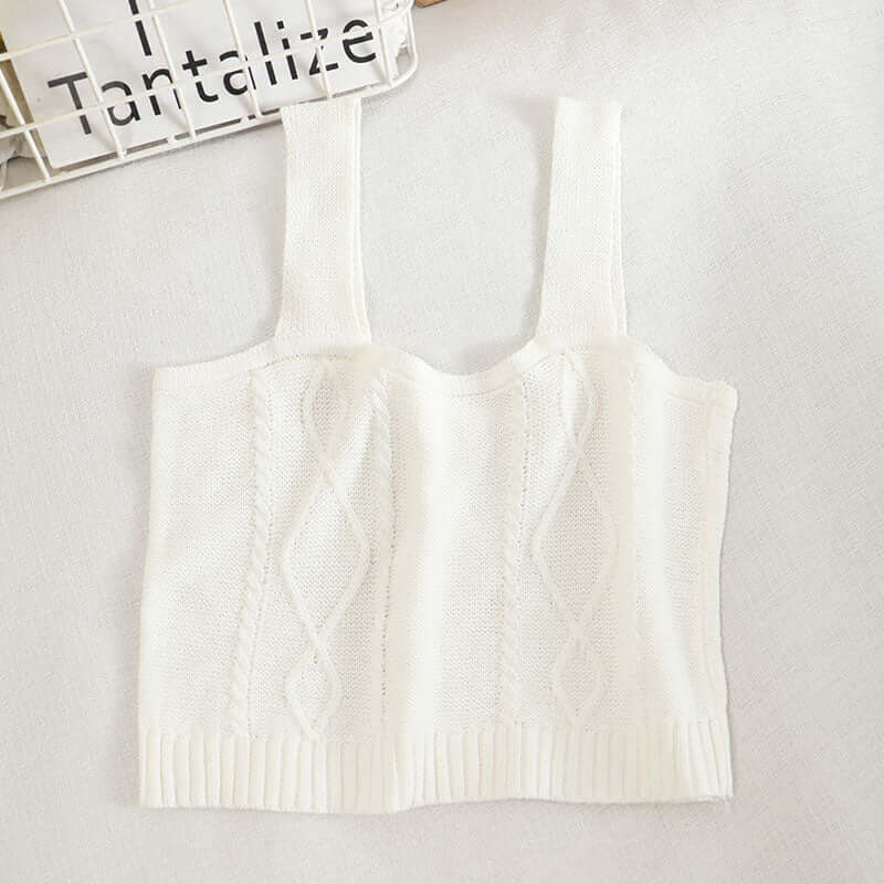 Women Floral Embroidery Tank Tops Cropped Female Chic Plain Cute Camisoles Ribbed Crop Top For Summer Vest Slim Knitted Top