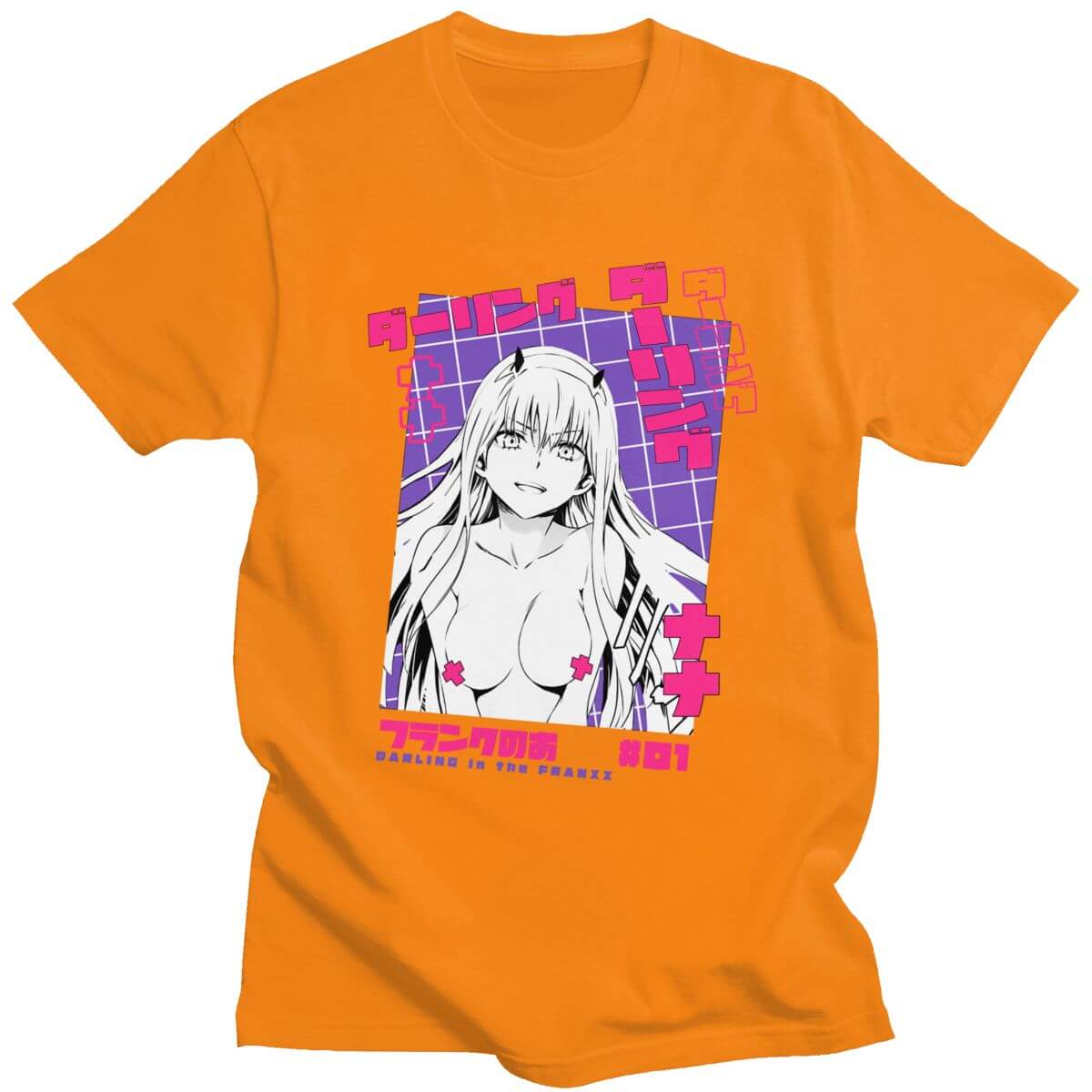 クール Tシャツ男性ダーリン・イン・ザ・フランキス Tシャツ半袖綿 100% Tシャツトップス O ネックカジュアルアニメ Tシャツマンガゼロツーシャツ