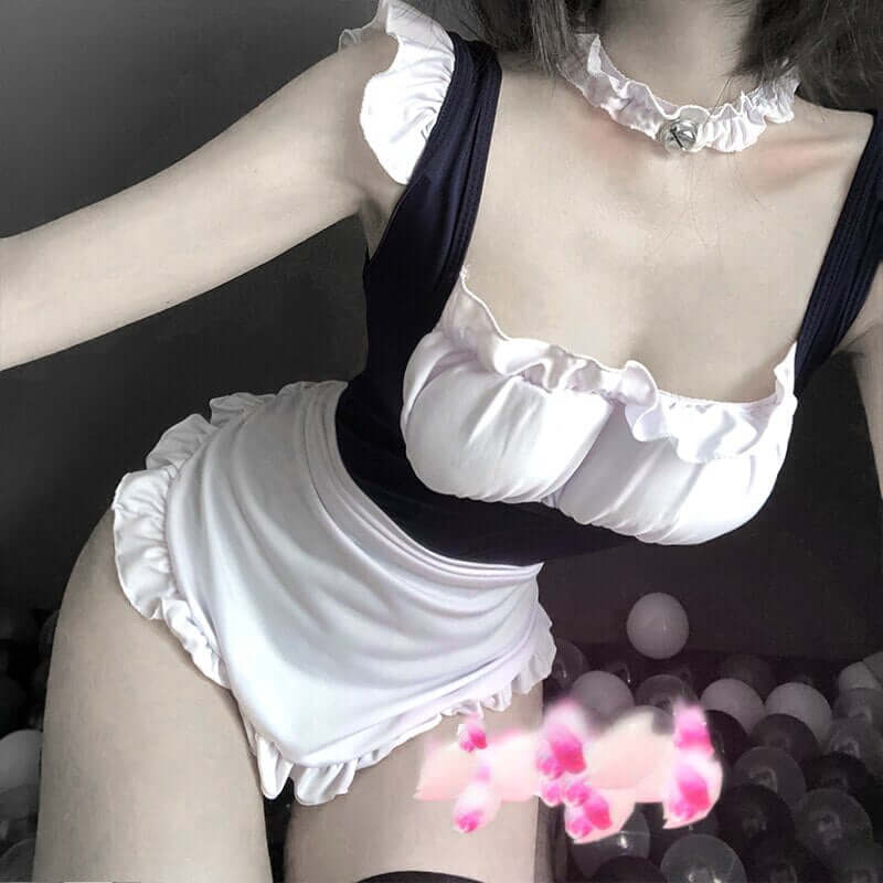 Women Sexy Lingerie Maid Dress Cosplay Roleplay Costumes Perspective Erotic Underwear Maid Classical Lace Outfit Porno Suit