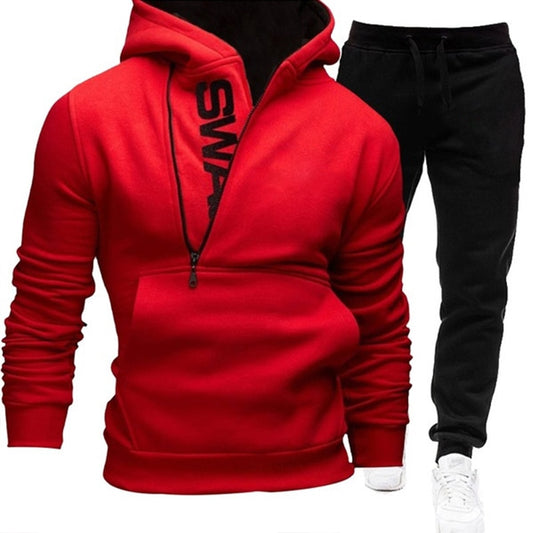 Men Casual Tracksuit Sweatshirt+Sweatpant 2 Pieces Set Men's Sportswear