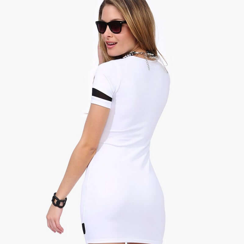 Women's sporty dress Short with half sleeves With number In two colors Black and white