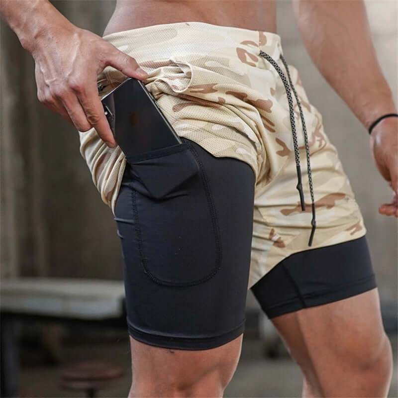 Trendy Camouflage Stay Dry Fitness Shorts w/ Large Side Pocket