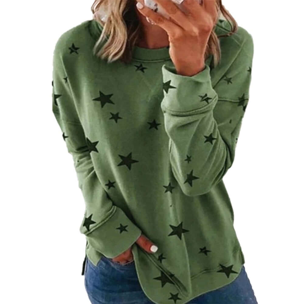 New Autumn Winter Warm Stars Women Hoody Sweatshirt Solid Pullover Tops Lady Clothes Loose Long Sleeve Casual Sweatshirts