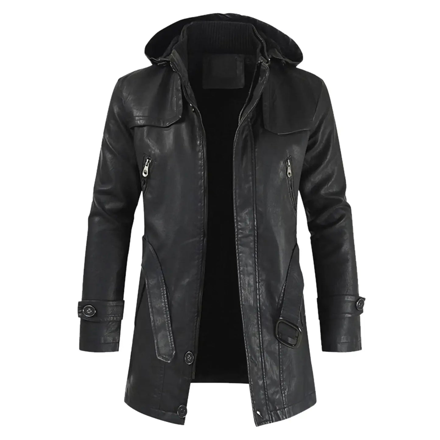 Men Faux Leather Jacket Hoodie Motorcycle Coat M-4XL Men's Jackets Casual Autumn Winter Warm Luxury