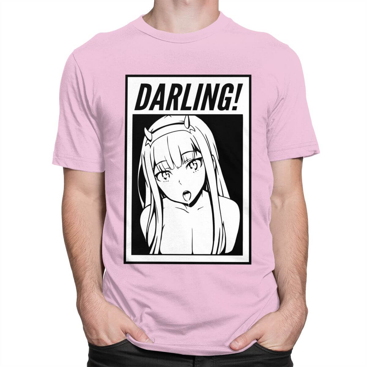 Darling In The Franxx T 恤男式 100% 棉超棒 T 恤 O 领短袖零二 T 恤合身动漫服装礼物