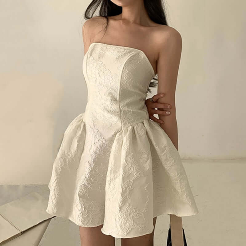 Strapless Corset Solid Mini Dress | Elegant Youthful Fashion