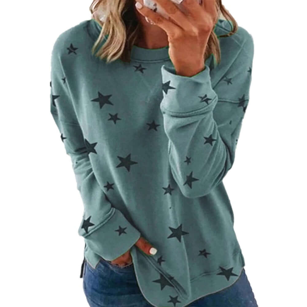 New Autumn Winter Warm Stars Women Hoody Sweatshirt Solid Pullover Tops Lady Clothes Loose Long Sleeve Casual Sweatshirts