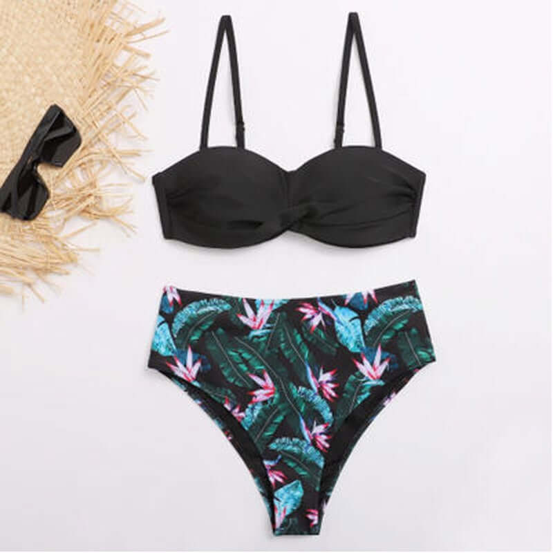 Striped Lace Ruffle Push-Up Bikini