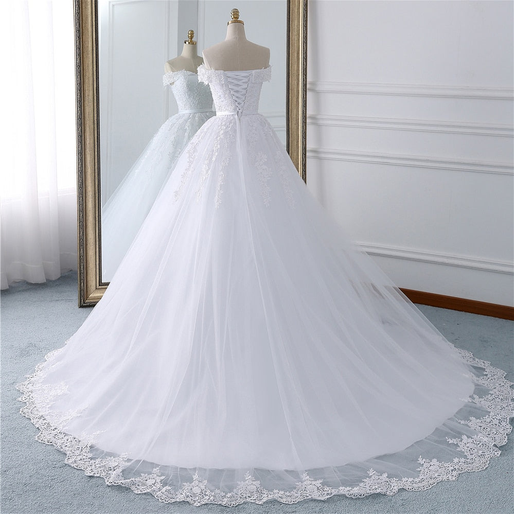 Wedding dress With pearls In Lace Tulle Mariage Format