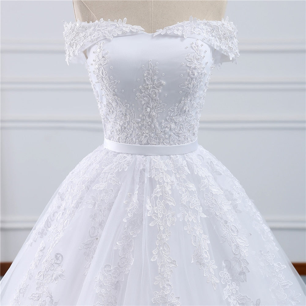 Wedding dress With pearls In Lace Tulle Mariage Format