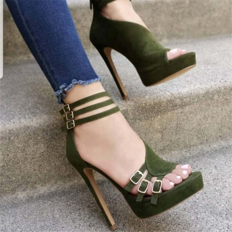 Classy Green Ankle Strap Sandals