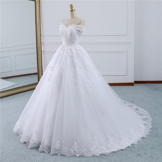 Wedding dress With pearls In Lace Tulle Mariage Format