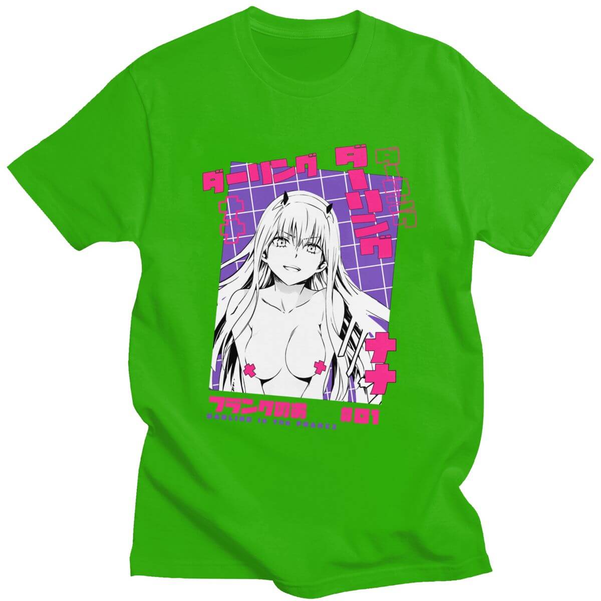 クール Tシャツ男性ダーリン・イン・ザ・フランキス Tシャツ半袖綿 100% Tシャツトップス O ネックカジュアルアニメ Tシャツマンガゼロツーシャツ