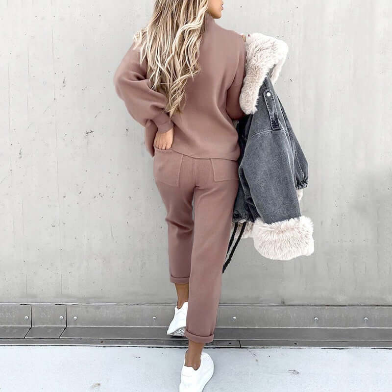 Two Piece Set Solid Casual Tracksuit Women Autumn Winter Pullovers Sweatshirts Pants Suit Female Long Sleeve Tops Couple Clothes