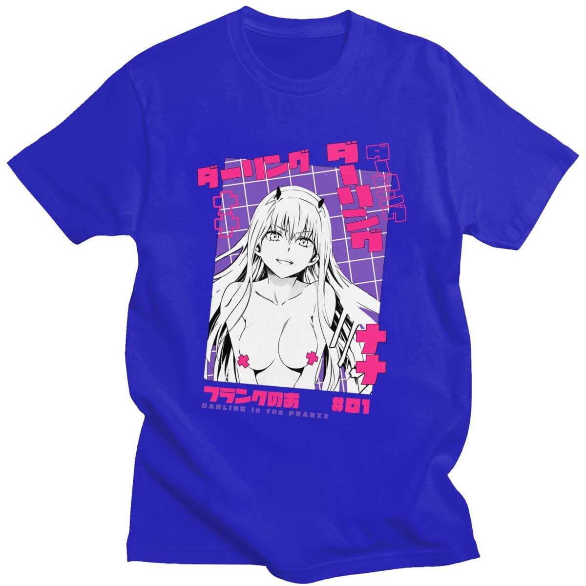 クール Tシャツ男性ダーリン・イン・ザ・フランキス Tシャツ半袖綿 100% Tシャツトップス O ネックカジュアルアニメ Tシャツマンガゼロツーシャツ