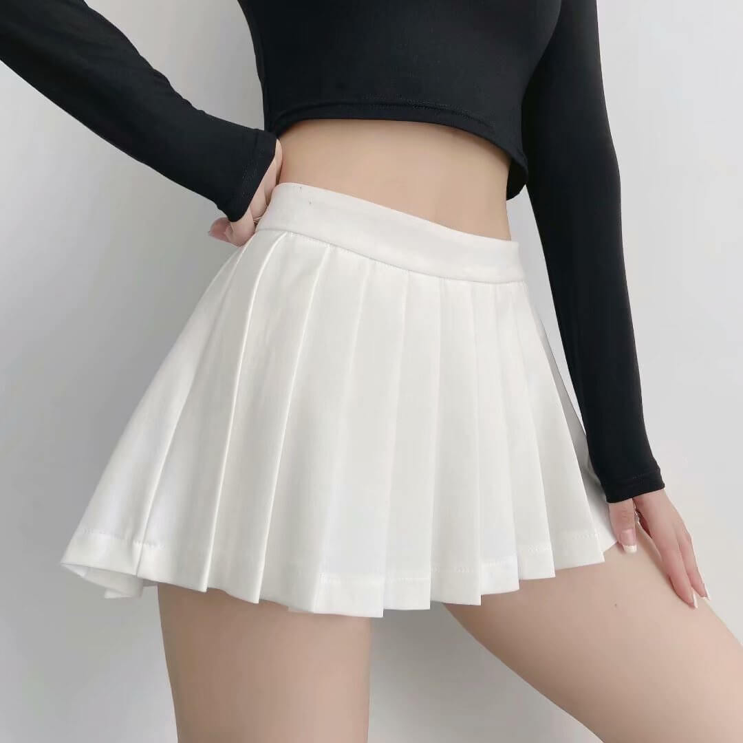 Summer Pleated Skirt High Waisted Women Sexy Mini Skirts Vintage Black Skirt Korean Tennis Skirts White Short Skirt Casual