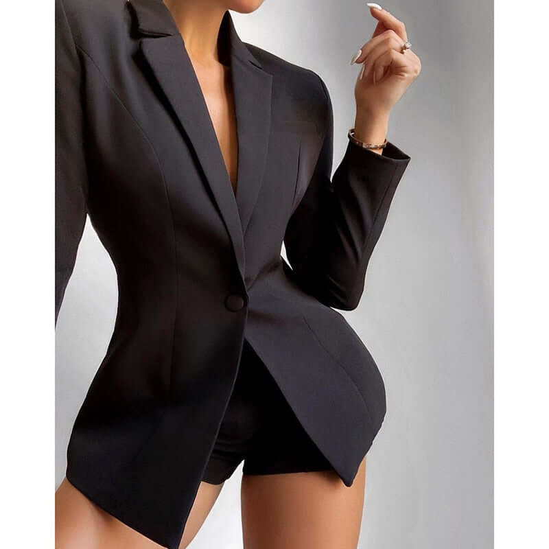 Fashion Two Piece Set Women Turn Down Collar Long Sleeve Jacket Shorts Set Sexy Women Outfits Button Design Autumn Women Sets