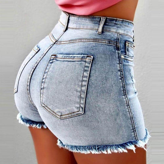 Women's Summer Hot Style Jean Shorts - Frayed Ends