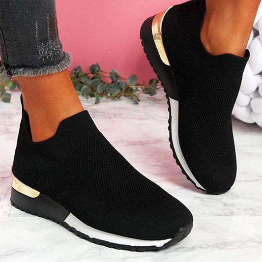 Women's Vulcanized Sneakers | Slip-On Knit Solid Color